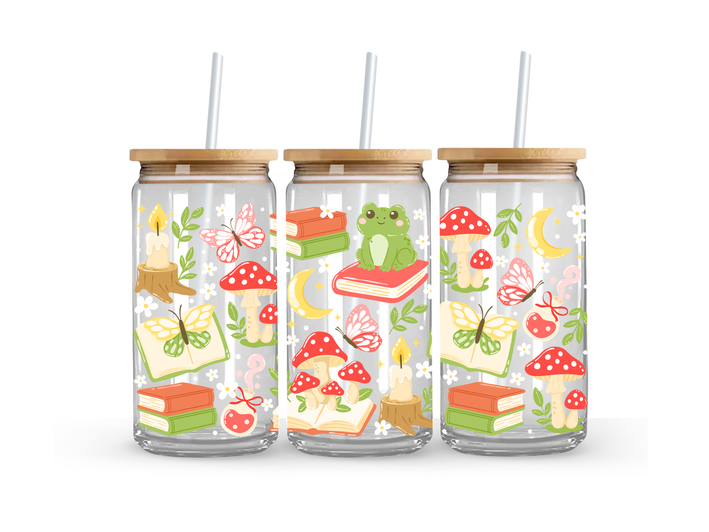 Whimsical Froggie Glass Can Cup - 473ml