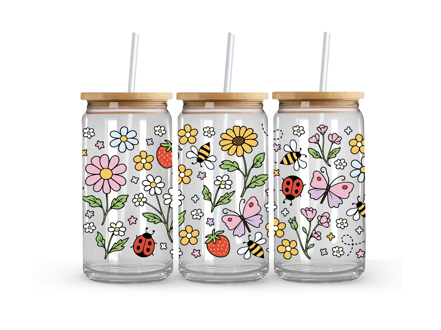 Sweet Meadow Glass Can Cup - 473ml