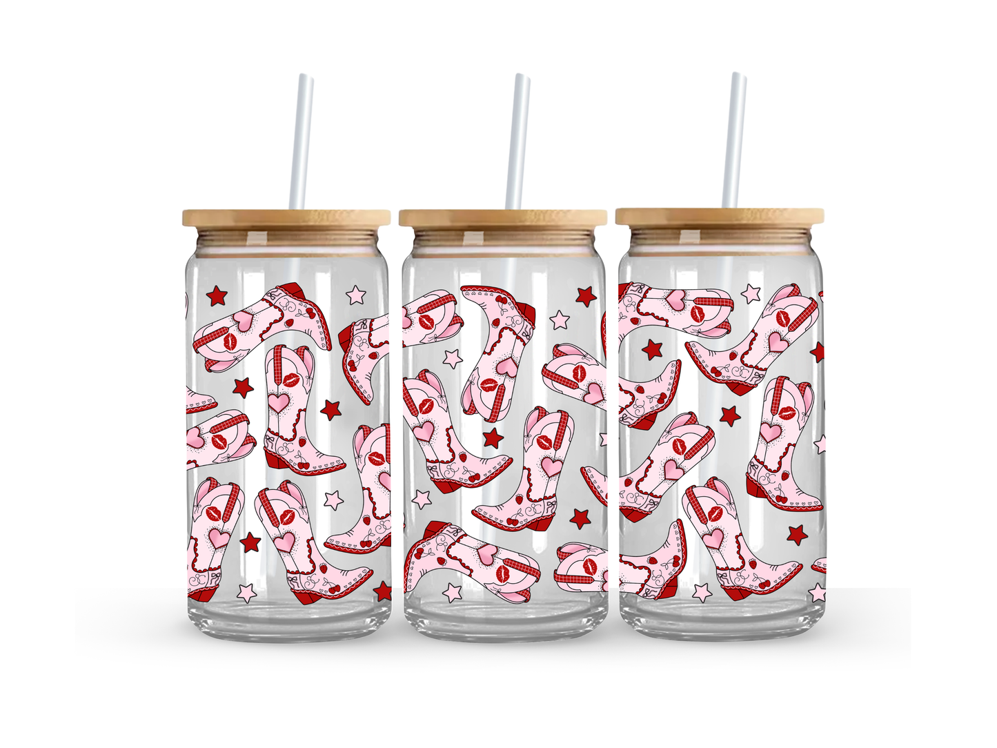 Cowgirl Boots Glass Can Cup - 473ml