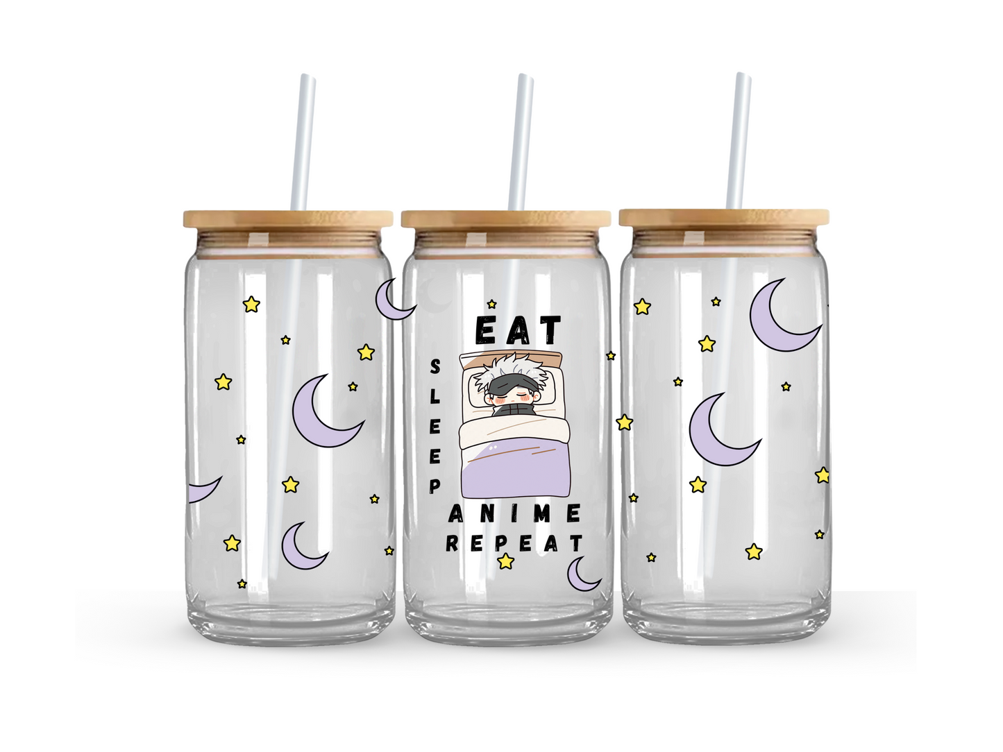 Gojo - Eat, Sleep, Anime Glass Can Cup - 473ml