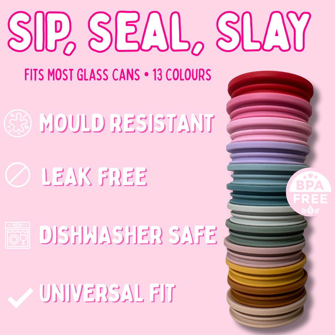 Universal Silicone Lid for Glass Can Cups – 13 Colours