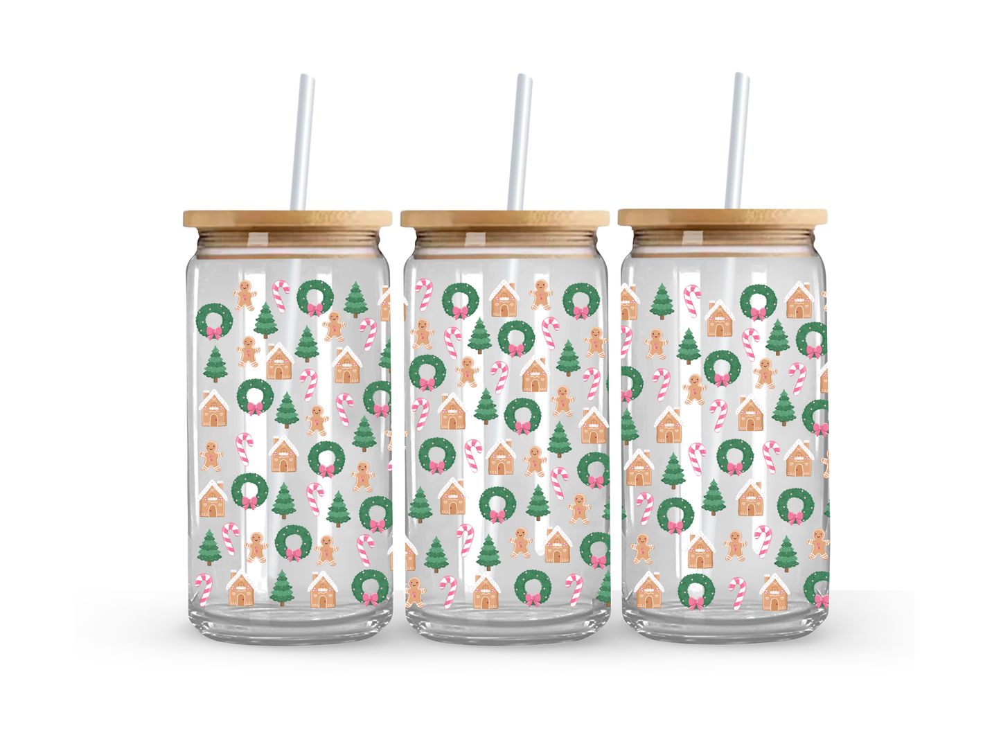 Festive Christmas - Glass Can Cup - 473ml