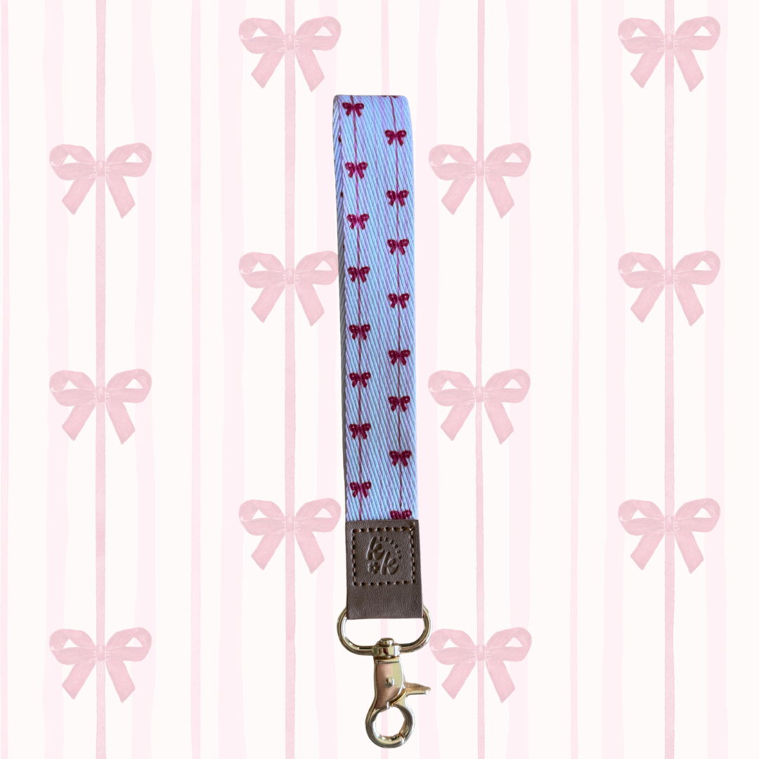 Striped Bow Wristlet