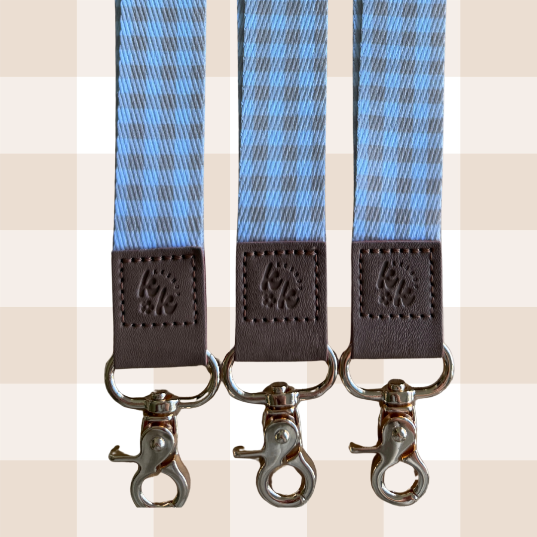 Neutral Gingham Lanyard