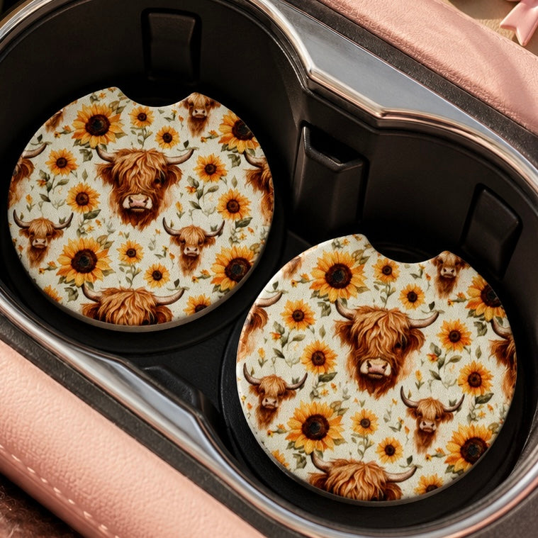 Highland Cow Car Coasters