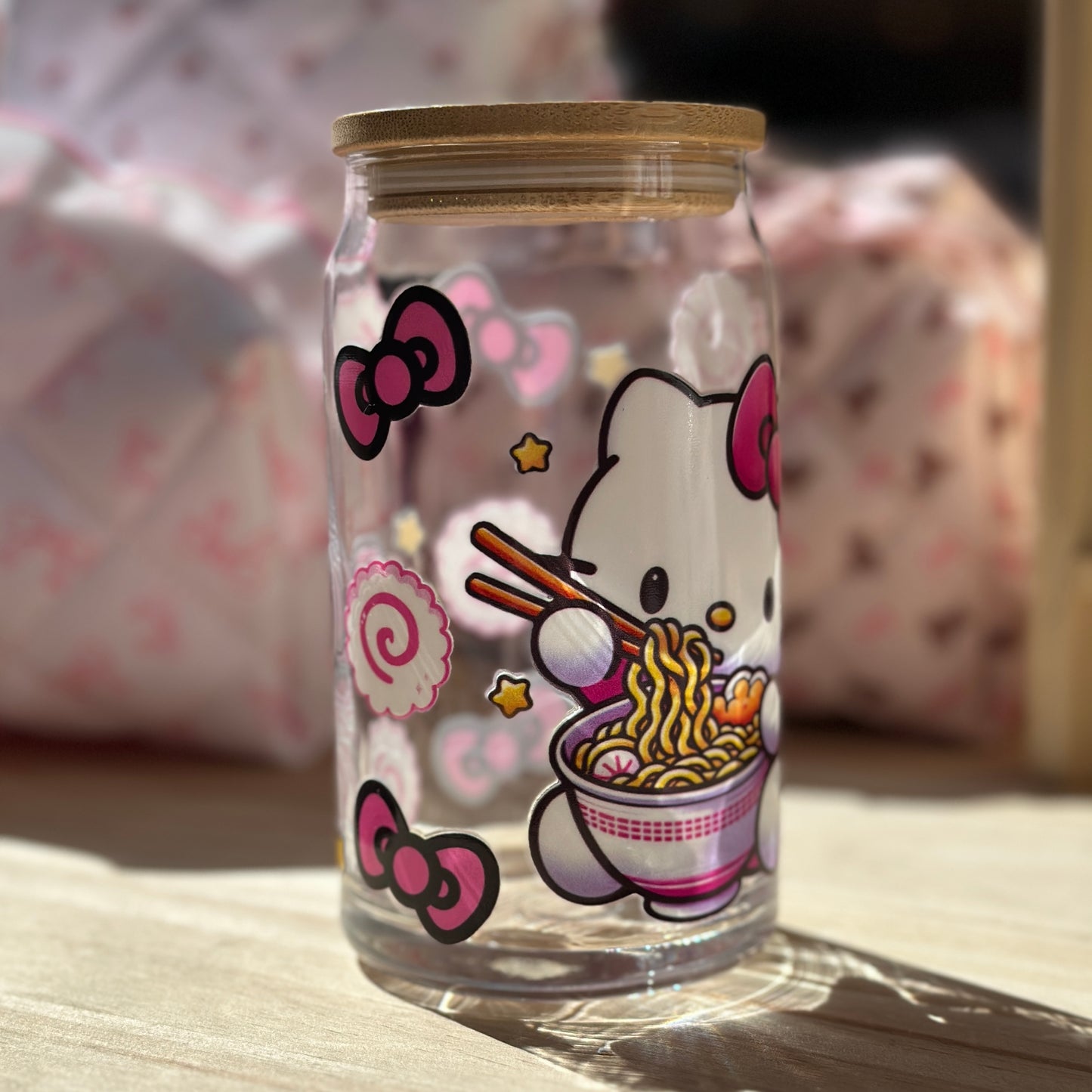Kitty Ramen Glass Can Cup - 473ml