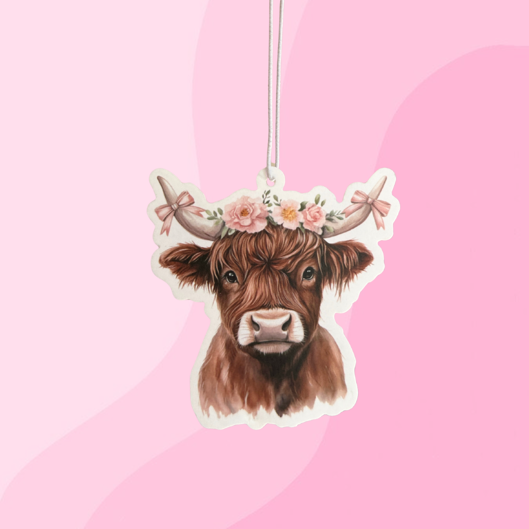 Floral Highland Cow Air Freshener