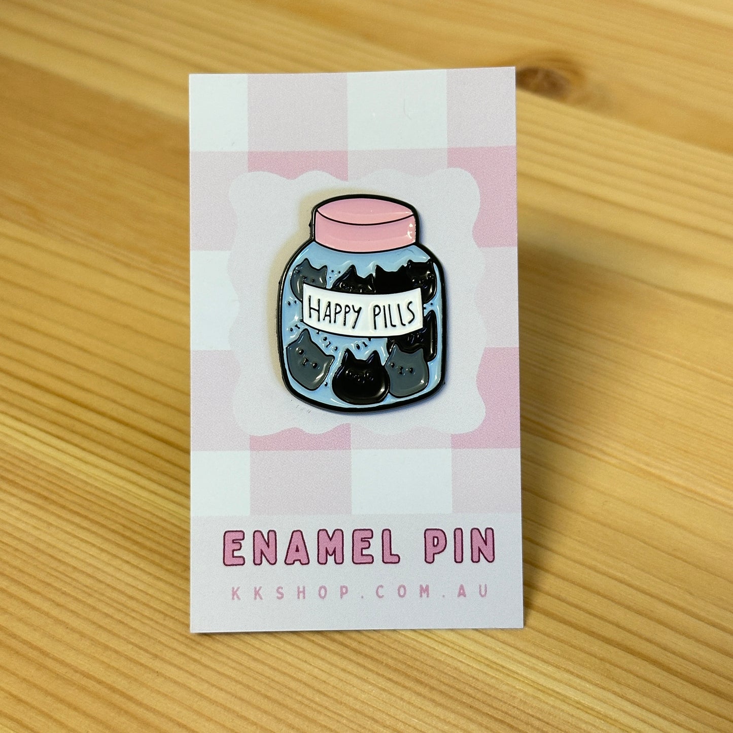 Happy Pills Cat Enamel Pin