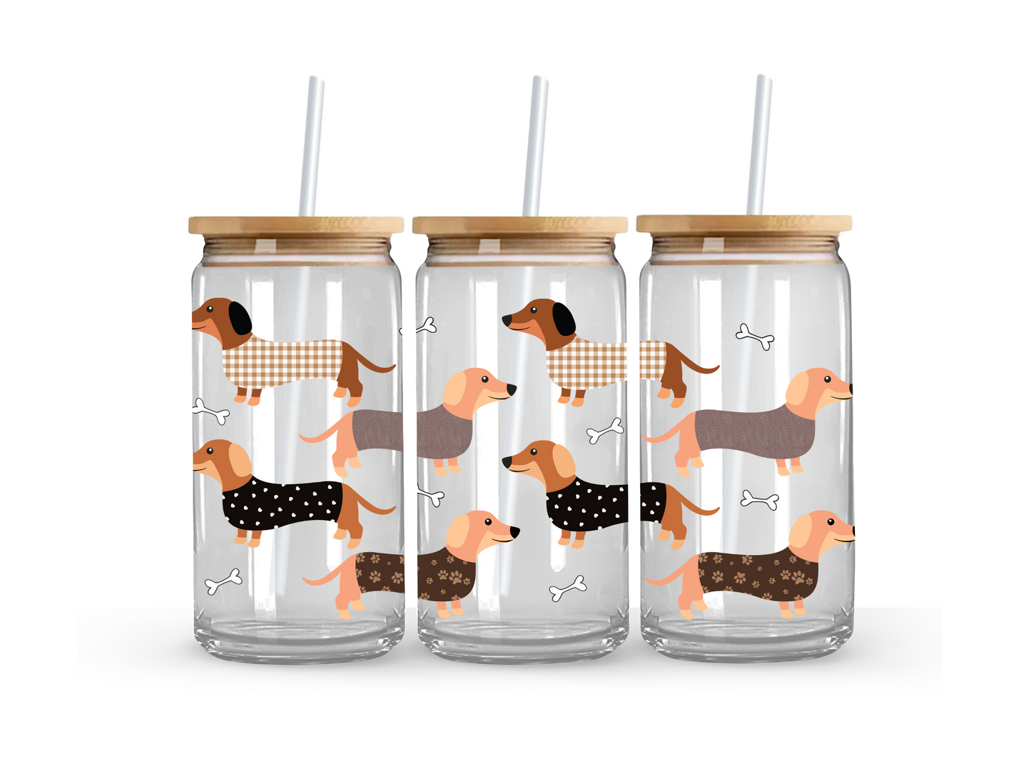 Neutral Dachshund Glass Can Cup - 473ml