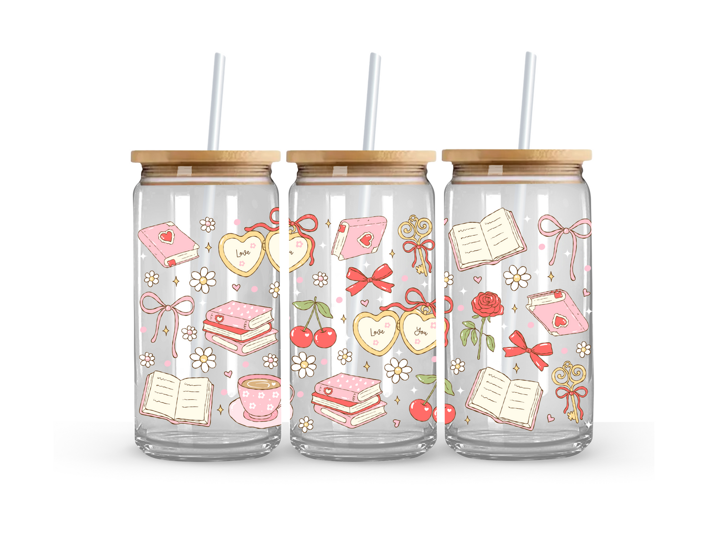 Love You Glass Can Cup - 473ml