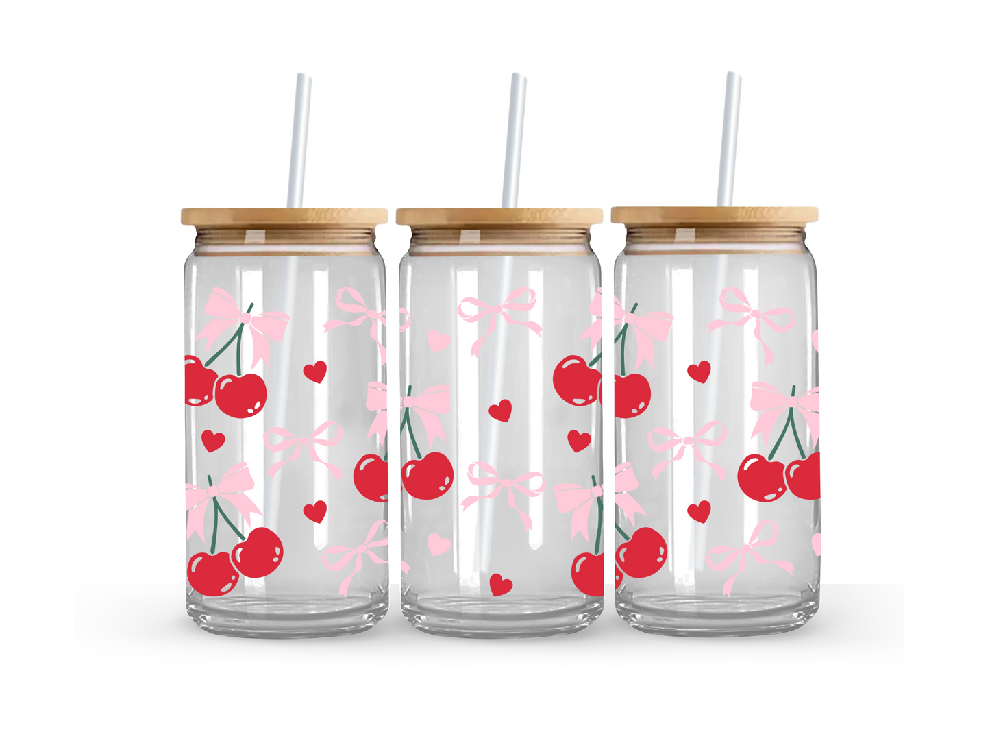 Cherry Glass Can Cup - 473ml