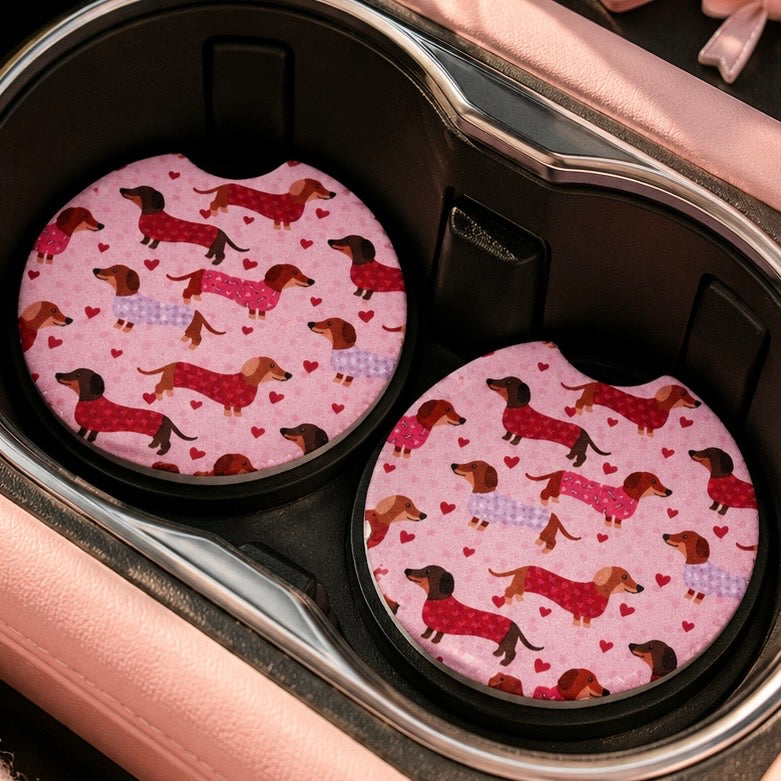 Sweetheart Dachshund Car Coasters