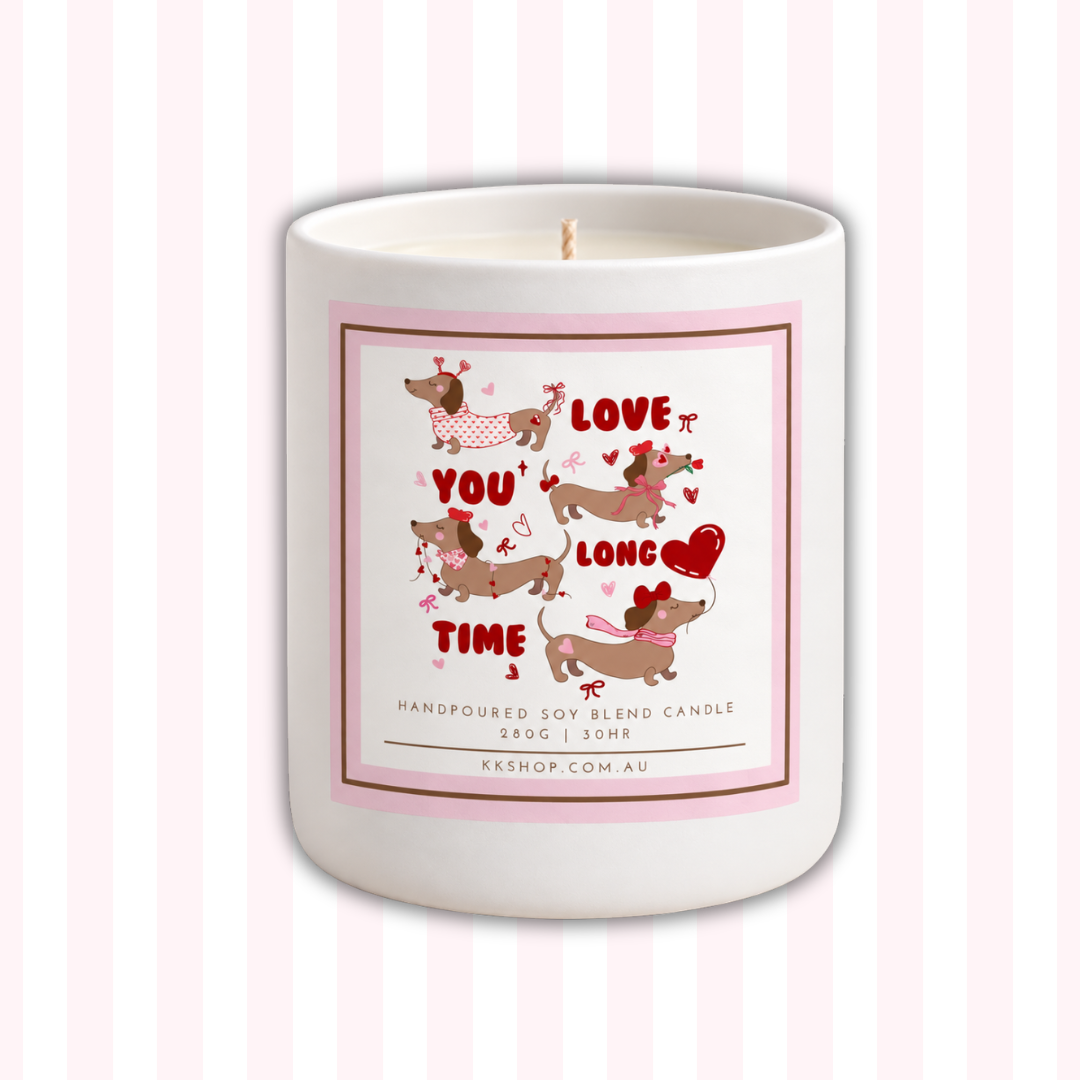 Love You Long Time Dachshund Candle