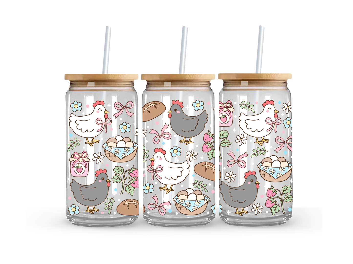 Chicken Glass Can Cup - 473ml