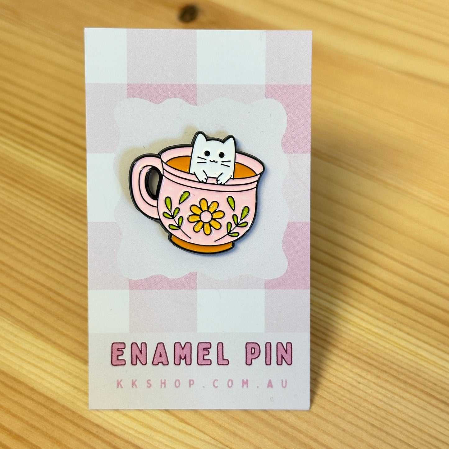 Cat Teacup Enamel Pin
