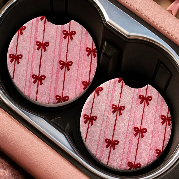Striped Bow Car Coasters
