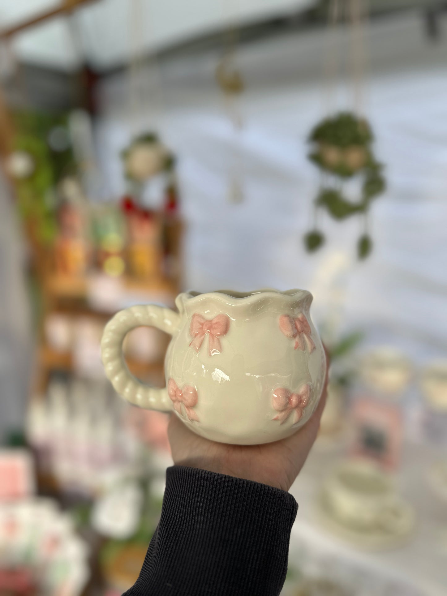 Ceramic Bow Mug - Ceramic Cup & Saucer Set or Mug - Gift & Kitchen Décor