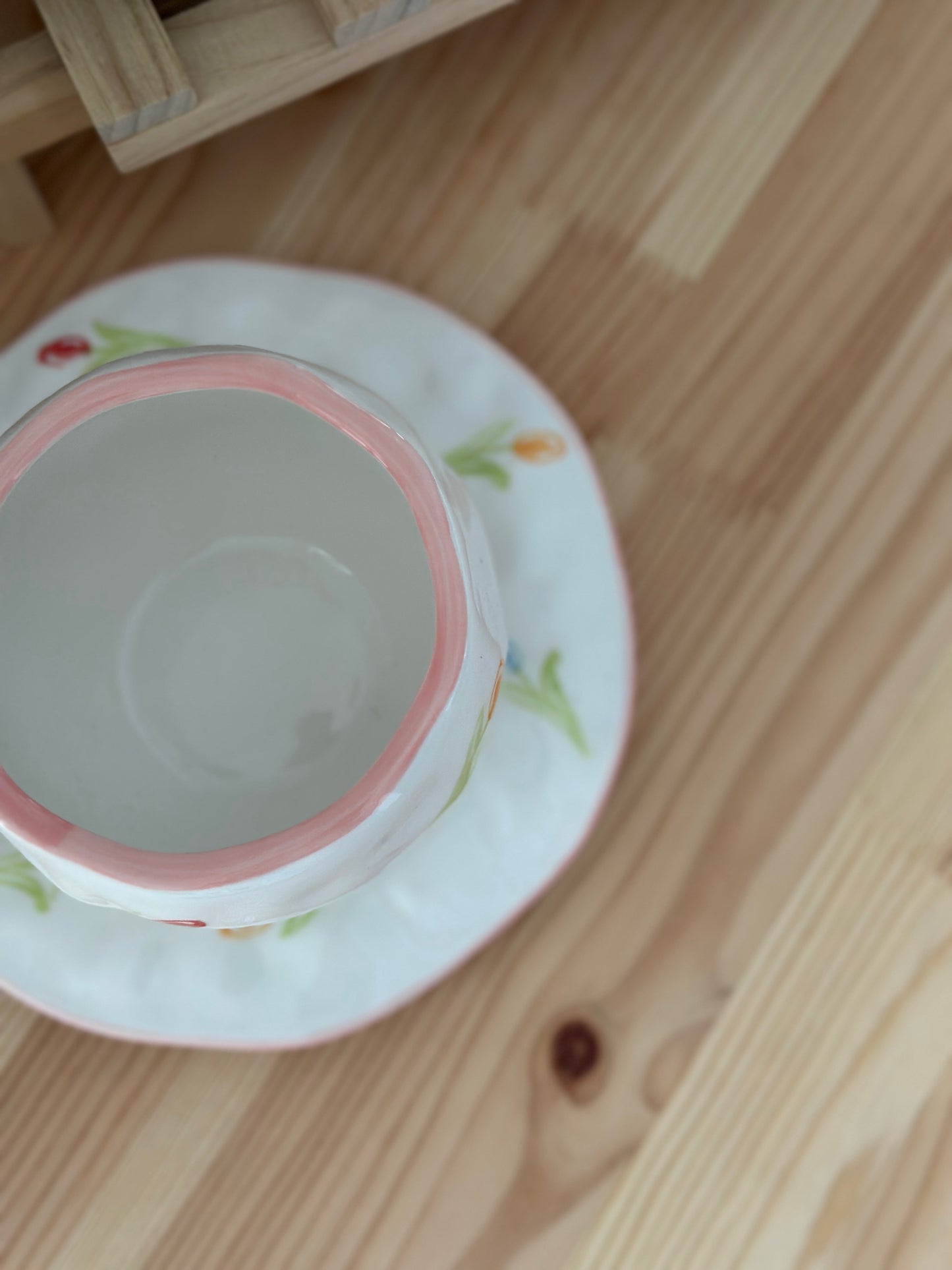 Ceramic Tulip Cup & Saucer - Ceramic Cup & Saucer Set or Mug - Gift & Kitchen Décor