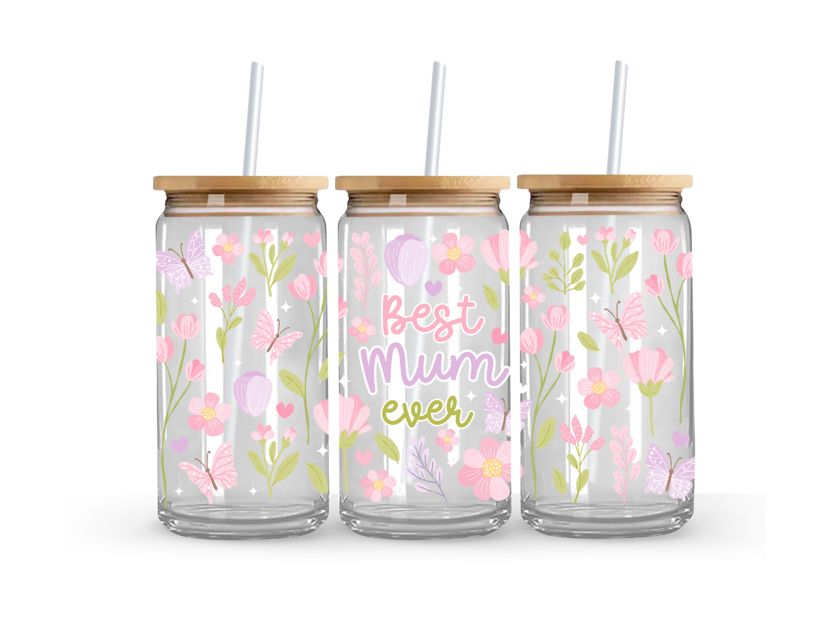 Best Mum Ever Glass Can Cup - 473ml