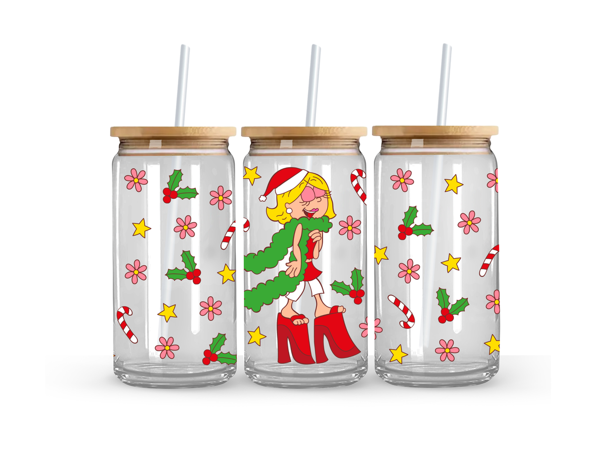 Christmas Lizzie Glass Can Cup - 473ml