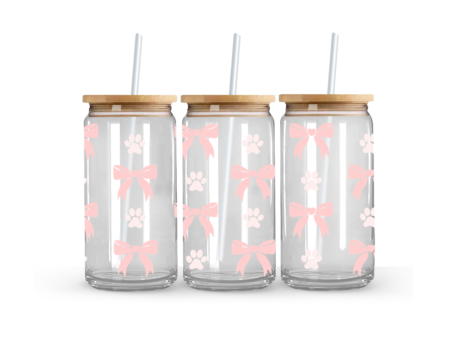 Paws & Bows Glass Can Cup - 473ml