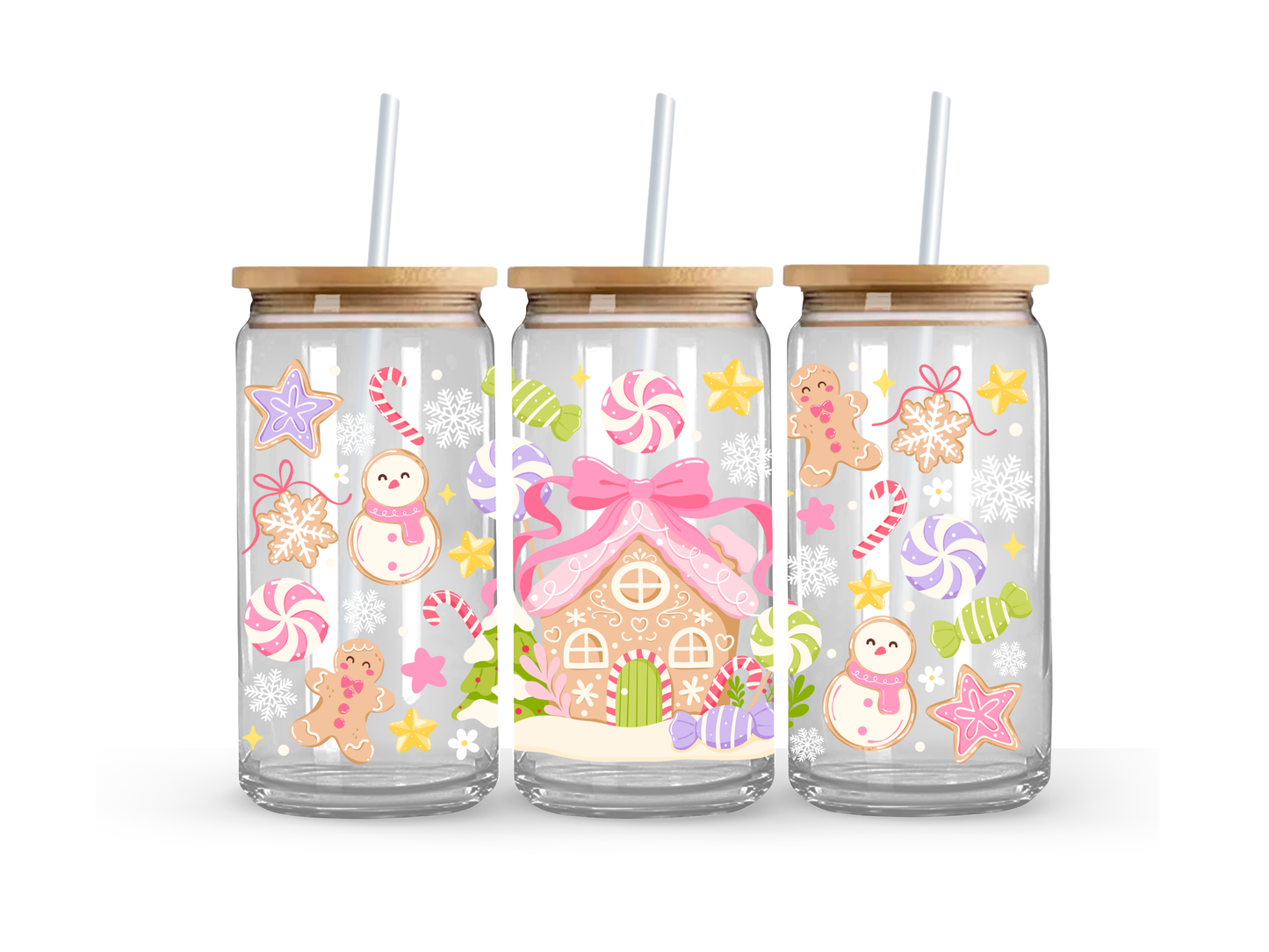 Candyland Christmas - Glass Can Cup - 473ml