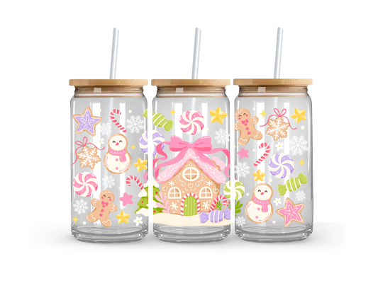 Candyland Christmas - Glass Can Cup - 473ml