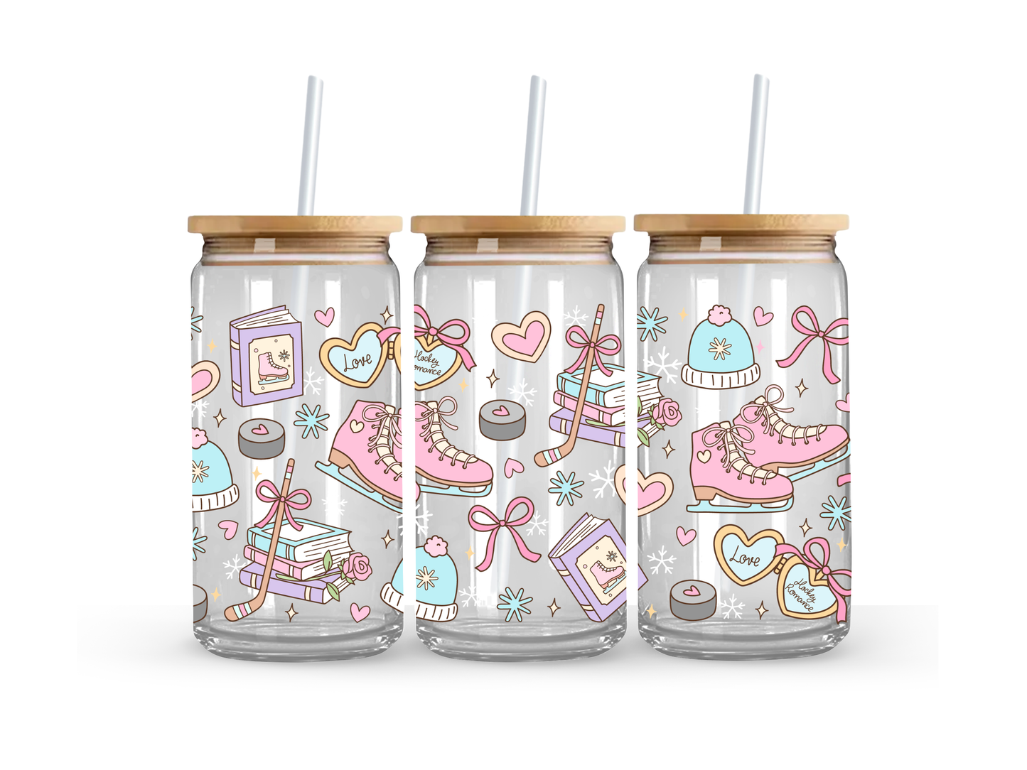 Girly Hockey Romance Glass Can Cup - 473ml