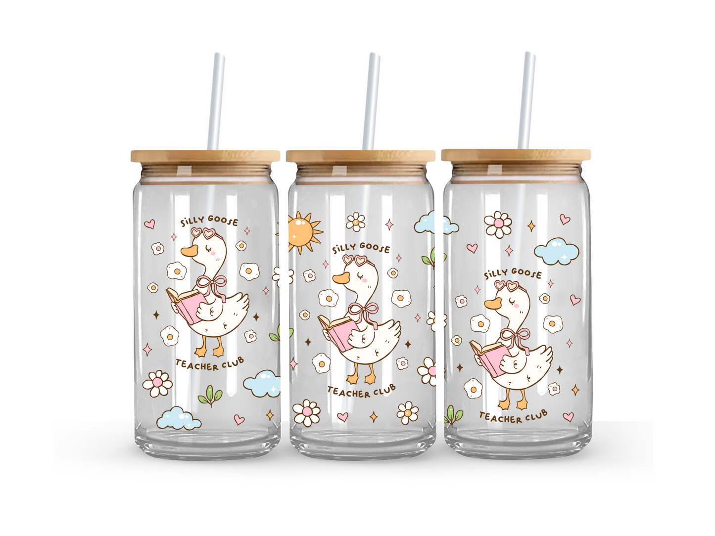 Silly Goose Teachers Club Glass Can Cup - 473ml