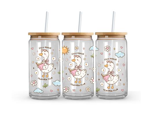 Silly Goose Teachers Club Glass Can Cup - 473ml