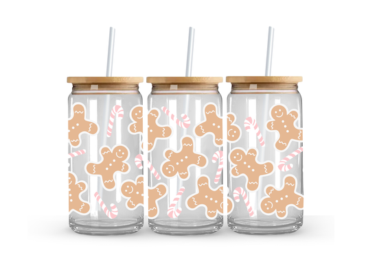 Gingerbread Christmas - Glass Can Cup - 473ml