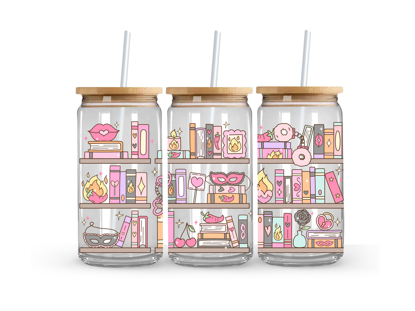 Smut Bookshelf Glass Can Cup - 473ml