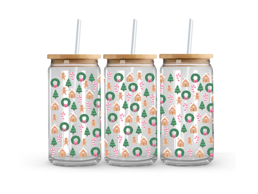 Festive Christmas - Glass Can Cup - 473ml