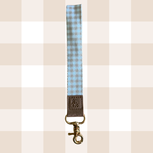 Neutral Gingham Wristlet