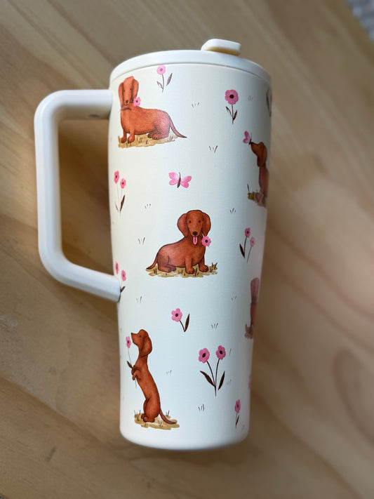 Dachshund Insulated Tumbler with handle