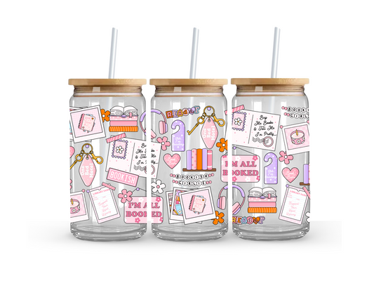 Bookish Girly Glass Can Cup - 473ml