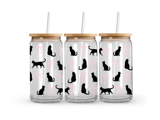 Coquette Cat Glass Can Cup - 473ml
