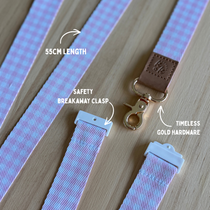 Pink Gingham Lanyard
