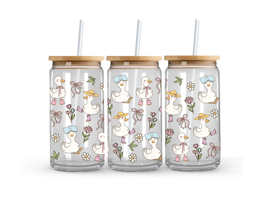 Cute Goose Glass Can Cup - 473ml