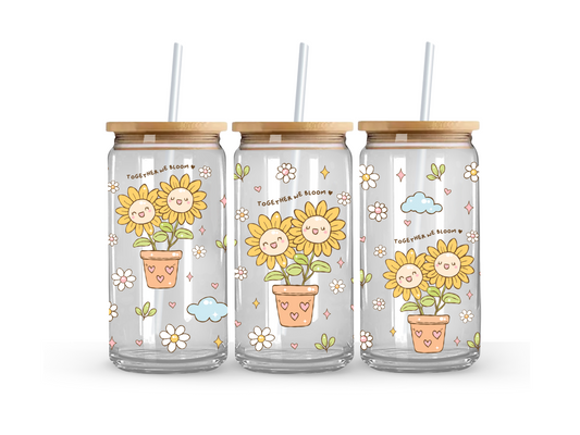 Together We Bloom Glass Can Cup - 473ml