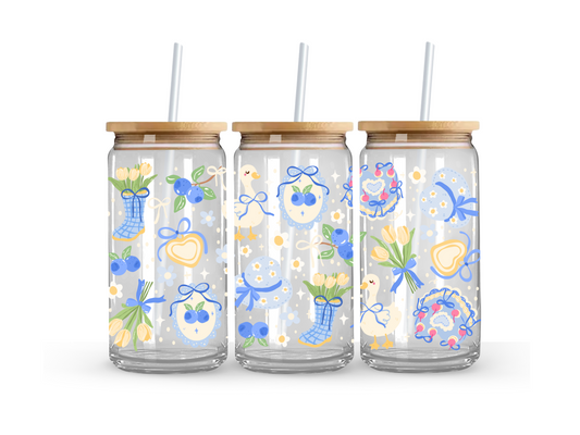 Cottagecore Vibes Glass Can Cup - 473ml