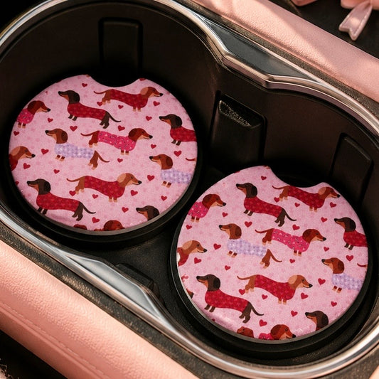 Sweetheart Dachshund Car Coasters