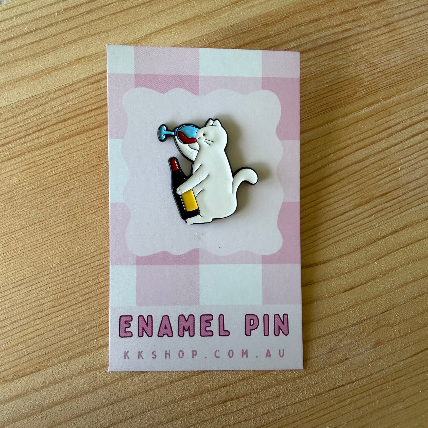 Wine Drinking Cat Enamel Pin