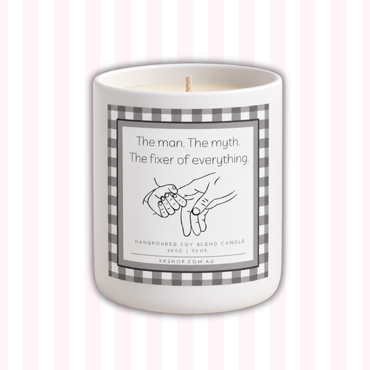 The Man, The Myth, The Fixer Candle