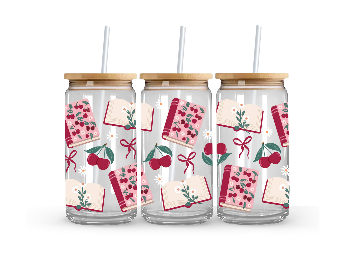 Bookish Cherry Glass Can Cup - 473ml
