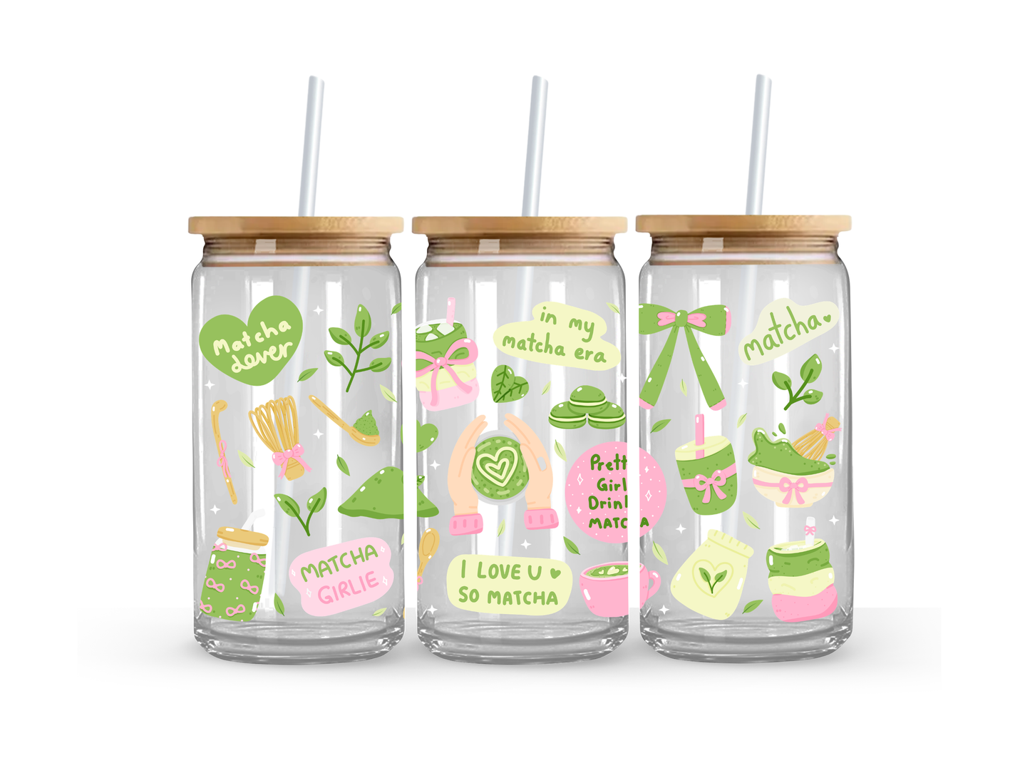 Matcha Glass Can Cup - 473ml