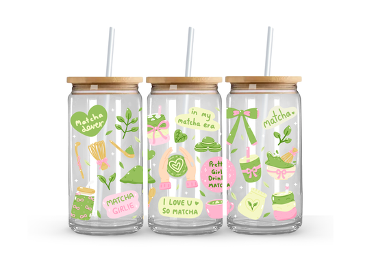 Matcha Glass Can Cup - 473ml