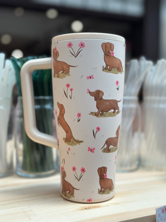 Dachshund Insulated Tumbler with handle