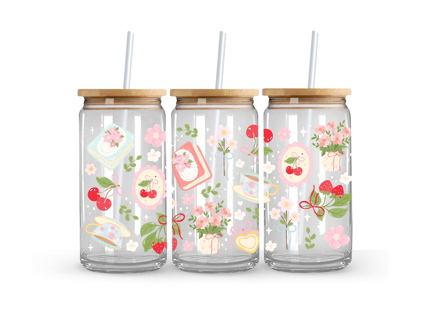 Tea Time Time Glass Can Cup - 473ml