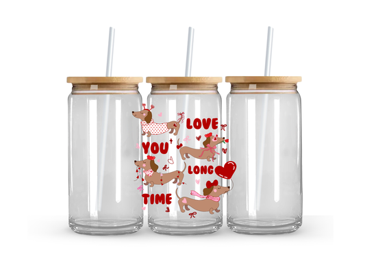 Love You Long Time Glass Can Cup - 473ml